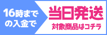 平日16時/土日祝15時までの注文・入金で当日発送